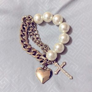 Charlotte Russe Pearl and Chain Bracelet